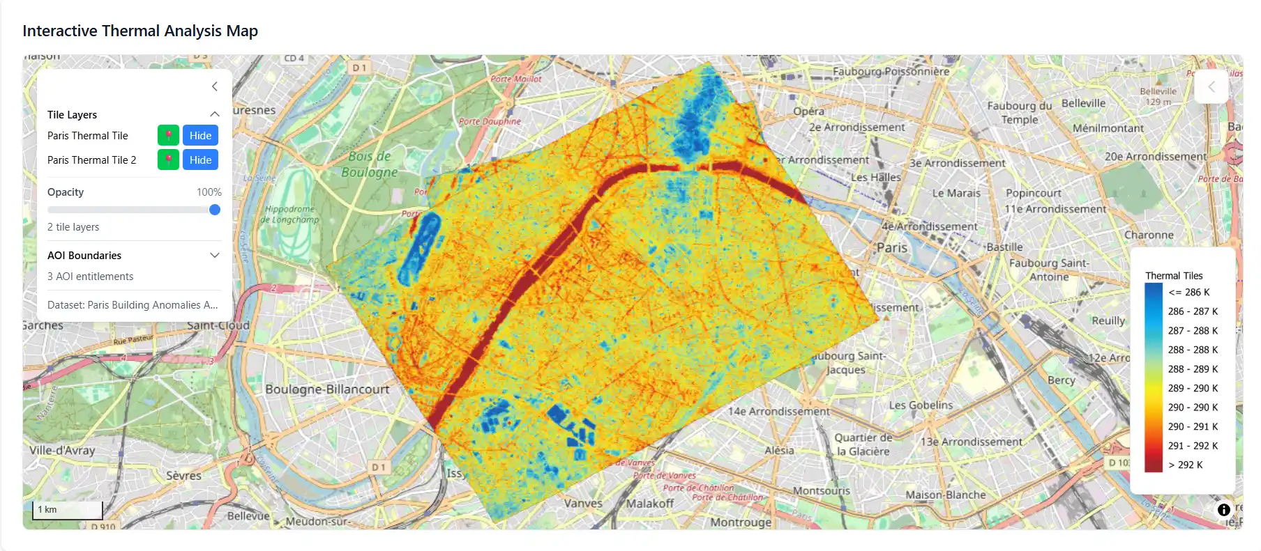 ESA energy efficiency analysis dashboard with building heat loss metrics